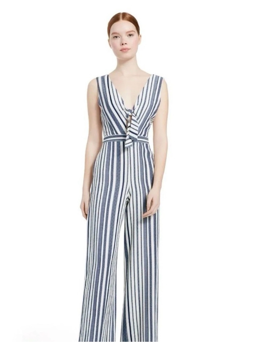 Alice + Olivia Laurice Striped Cutout Tie-Front Jumpsuit - Size 0